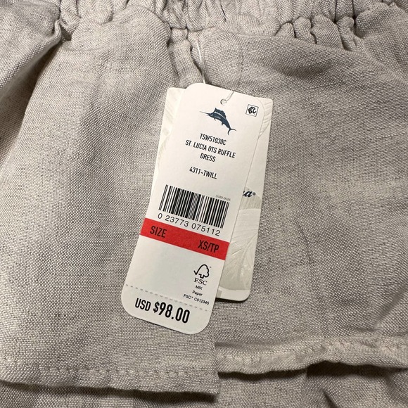 TOMMY BAHAMA ST. LUCIA OTS RUFFLE DRESS TSW51030C 4311-TWILL XS NEW - Picture 4 of 5